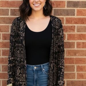 Not Rated Black and Tan Patterned Cardigan